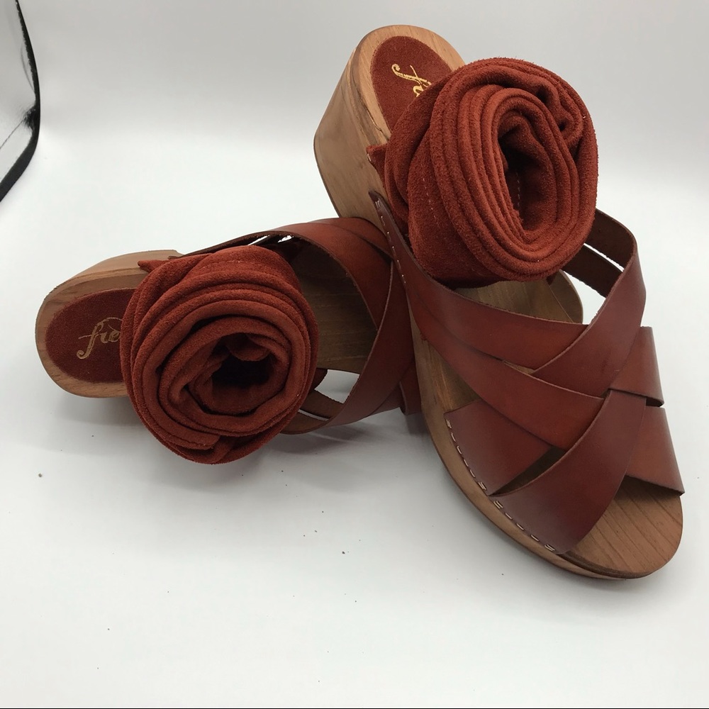 Free People Leather Sandals Emmy Wrap Clogs - Picture 5 of 7